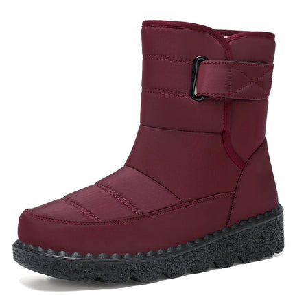 Women's Winter Cotton Boots, Large Size, Fleece-Lined, Thickened Long Boots, Lightweight Polyurethane Cotton Shoes, Warm Snow Boots