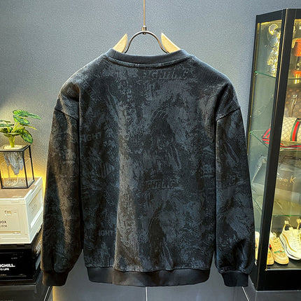 American-style Heavy Sweater Men's Round Neck 2024 New Spring and Autumn Clothing Casual Trendy Brand Duffy Handsome Long-sleeved Pullover Base Shirt