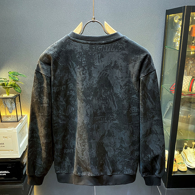 American-style Heavy Sweater Men's Round Neck 2024 New Spring and Autumn Clothing Casual Trendy Brand Duffy Handsome Long-sleeved Pullover Base Shirt