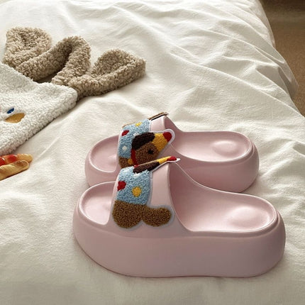 Puppy Sandals and Slippers Women's Summer Eva Wearing Indoor Thick Bottom Non-slip Dung Treading Cute Beach Casual Slippers