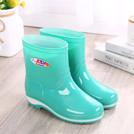 Rain Boots women's non-slip short water shoes fashion warm water boots adult low rubber shoes fleece-lined rain boots one-piece delivery