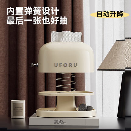 Tissue Box with High Aesthetic Value for Home Use in the Living Room or Entryway, Key and Watch Storage Box, Double-Layer Spring Lift Tissue Box Wholesale