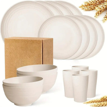 Boxed dishes and plates cup suit Amazon cross-border black wheat dishes and plates cup 16-piece wholesale