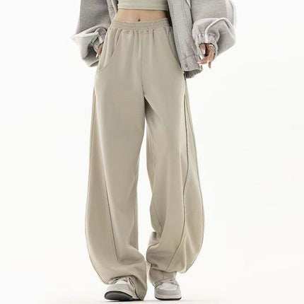 2024 New Autum Dark Gray Sweatpants Women's Loose Sweatpants Banana Pants Hiphop Elastic Waist Wide Leg Pants