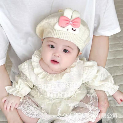 Spring and Autumn Korean Style Baby Boy and Girl Candy Color All-match Knitted Beret Children's Western Style Casual Wool Hat Paintler Hat