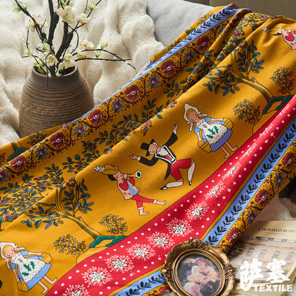 Hemp Cotton Digital Printing Fabric Printing Cotton and Linen Clothing Fabric Vintage Handmade DIY Tablecloth Patchwork Southeast Asia