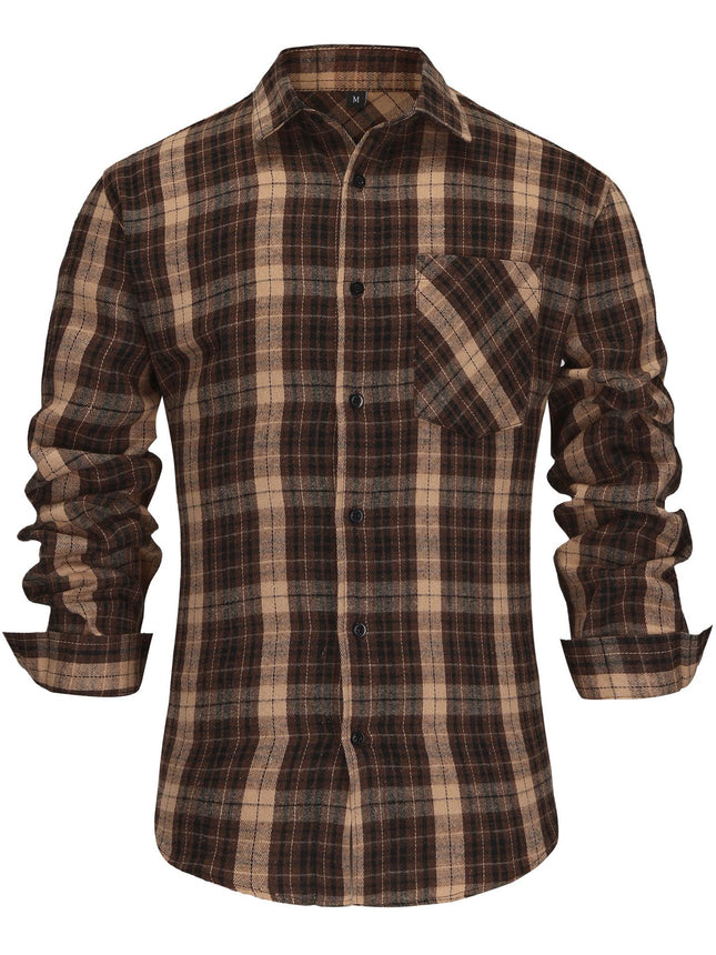 New European and American Flannel Plaid Long Sleeve Shirt Spring Autumn Winter Foreign Trade Size Clothes Foreign Clothing Amazon Fast