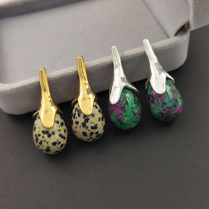 Bohemian Style Cross-Border New Imperial Stone Water Drop Pendant Earrings European and American Popular Ins Jewelry for Women