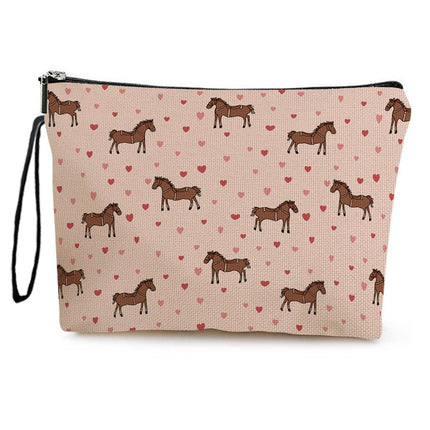 New Temu Pony Makeup Bag, Home Zipper Toiletry Bag, Women's Lipstick Makeup Bag, Multi-Functional Storage Bag