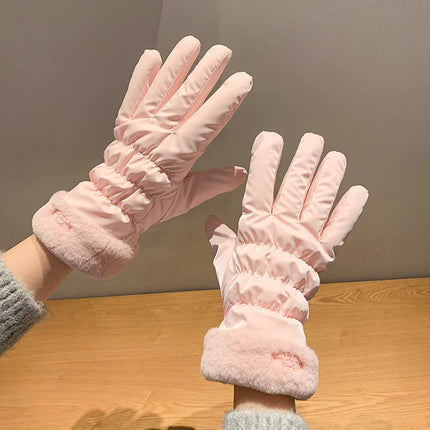 Winter Gloves for Women, Thickeneded and Velvet, Cold-Proof, Waterproof, Touch-Screen Cycling Electric Bike, Warm Ski Cotton Gloves