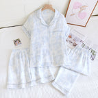 Ds973 crepe lapel blue animal world home three-piece set / M fit around 45-57.5kg