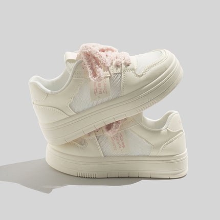 2026 Spring/Summer New White Sneakers Korean Style Ins Female Students Thick-Soled Height-Increasing Sports Sneakers Fashionable Casual Shoes