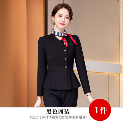 High-end professional suit spring and autumn fashion temperament goddess style skirt administrative overalls front desk manager interview tooling