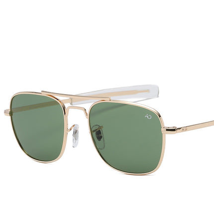 Foreign Trade Metal Sunglasses Large Frame Square Double Bridge Pilot European and American Sunglasses Men and Women Trendyy Sunglasses New