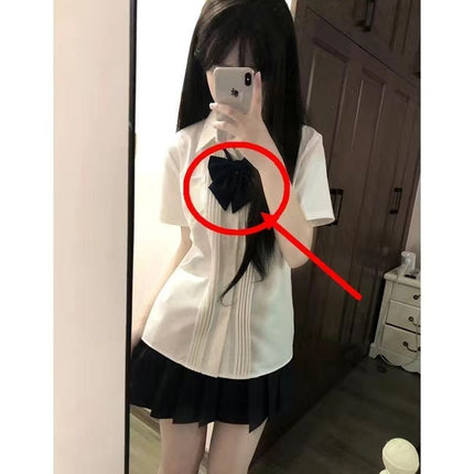 Jk Uniform Shirt Small Fresh Slim Shirt Japanese College Style Summer New Organ Pleated Basic White Shirt