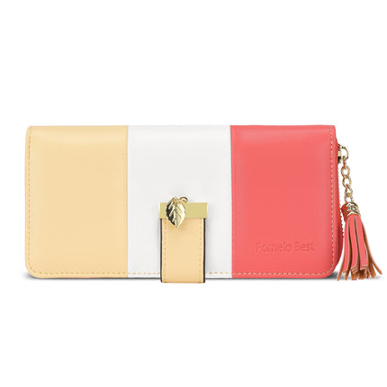 Cross-border Color-matching Women's Long Wallet Creative Leather Color-matching Large Capacity Wallet Mobile Phone Wallet
