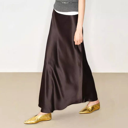 Triacetate Satin Fishtail Skirt Women's Slim Fashionable Hip Skirt Elegant Long Skirt Spring and Summer