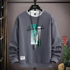 Round neck sweatshirt landscape gray / (s size) weight 70-85