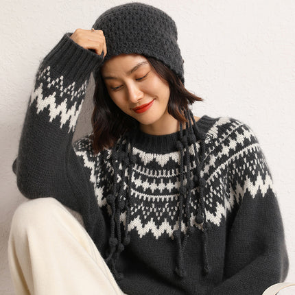 Handmade Fashionable Dirty Braid Ball Tassel Thickeneded Warm Cashmere Knitted Cut Out Toe Cap Ear Protection Hat Autumn and Winter
