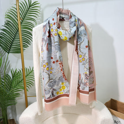 Fashion Printed Wool Scarf 80 Count Worsted Warm Large Shawl Thin Neck Protector Scarf for Mom Autumn and Winter New Products