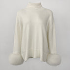 White (fox fur cuffs) / S