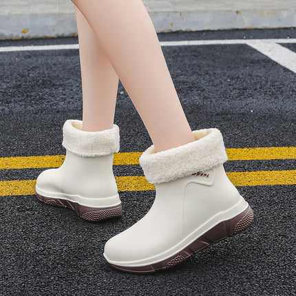 Korean Style Rain Boots for Women, New Adult Non-Slip Kitchen Rain Boots, Short-Tube Cute Thick-Soled Rubber Shoes, Overshoes, Car Wash Waterproof Shoes
