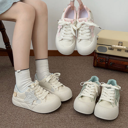 Thick bottom small white shoes women's 2024 autumn Joker women's shoes explosions board shoes little star shoes