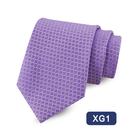 Source Tie Men's Polyester Yarn-dyed Jacquard Fabric Fine Plaid Business Casual Wine Red Wedding Tie