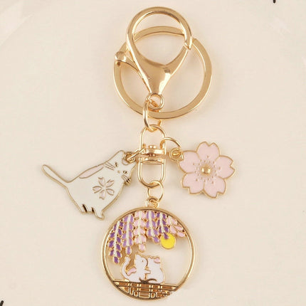 Cross-Border European and American Cute Cartoon Cat Keychain Zinc Alloy Creative Love Cat Keychain Wholesale in Stock