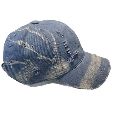 High-Quality Casual Gradient Denim Unisex Hip-Hop Ripped Baseball Cap Washed Duckbill Cap Face-Slimming Washed Baseball Cap