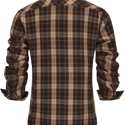 New European and American Flannel Plaid Long Sleeve Shirt Spring Autumn Winter Foreign Trade Size Clothes Foreign Clothing Amazon Fast