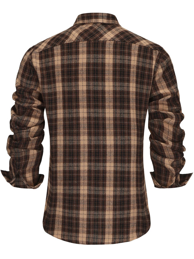 New European and American Flannel Plaid Long Sleeve Shirt Spring Autumn Winter Foreign Trade Size Clothes Foreign Clothing Amazon Fast