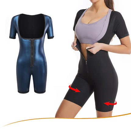 European and American Women's Sports Yoga Sweat Suits Sauna Sweat Corset Short-Sleeved Cross-Border Body Shaping Garments