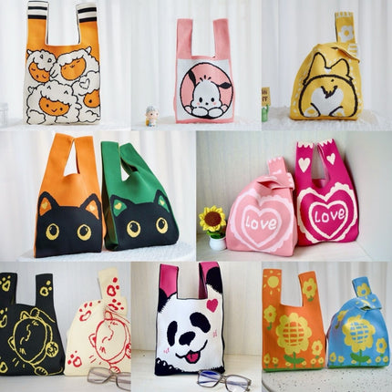 Knitted Bag Souvenir Gift Bag Kindergarten Kidsren Baby Full Moon Birthday Gift Cartoon Gift Bag Gift