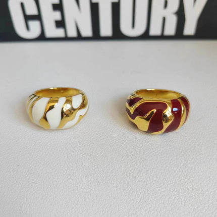 Pattern Contrasting Enamel Bracelet Niche Splicing Wide Version Asymmetrical Ring Retro European and American Fashion High-End Hand Jewelry