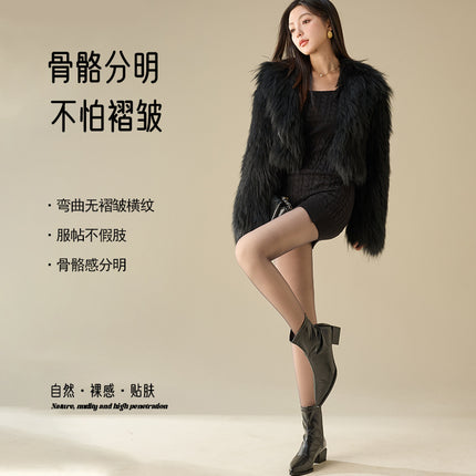 Zhuji Aohan Bare Legs Autumn and Winter Naked Feeling Handy Gadget Super Transparent Black Stockings Plus Velvet Autumn and Winter Double Layer Leggings Disassembled Style