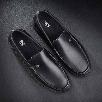 Yubu Men's Casual Leather Shoes Genuine Leather Elegant Men's Shoes Napa Cowhide Slip-on Foot Breathable Stinker-Deodorant Lazy Shoes