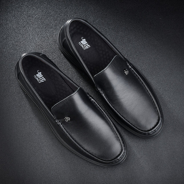 Yubu Men's Casual Leather Shoes Genuine Leather Elegant Men's Shoes Napa Cowhide Slip-on Foot Breathable Stinker-Deodorant Lazy Shoes
