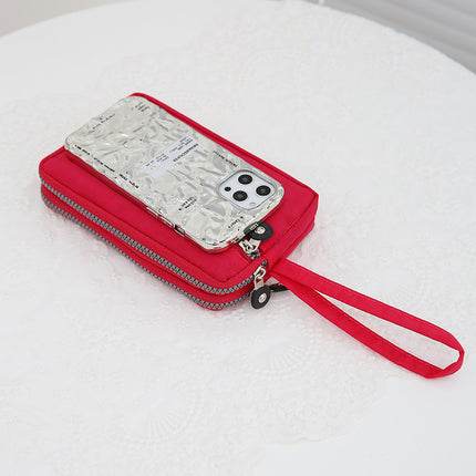 2025 New Three-Zipper Women's Bag Multifunctional Portable Coin Purse Mobile Phone Bag Middle-Aged Fashion Simple Women's Bag