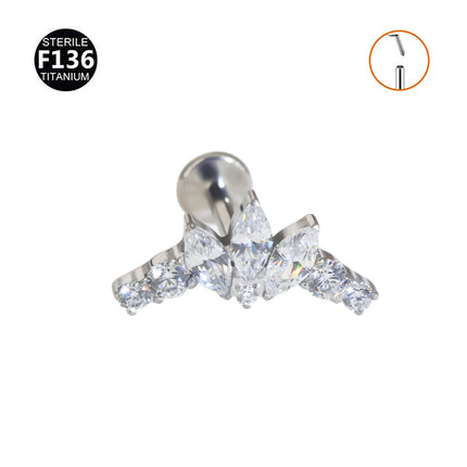 F136 Titanium Ear Nail Insert Rod Internal Thread Lip Nail Horse Eye Set Zircon 0.9 Teeth Body Puncture Jewelry Ear Bone Nail