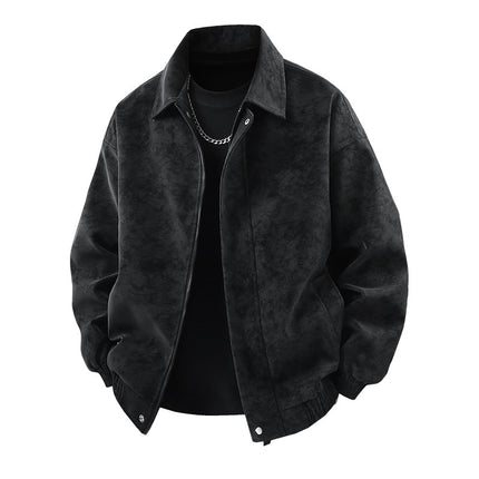 Solid Color American Retro Leather Jacket Men's Motorcycle New Leather Jacket Men's Pu Jacket Spring and Autumn Loose Trendy