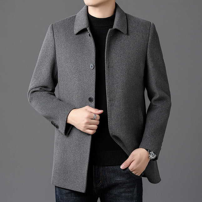 Counter Genuine Men's High-Quality Double-Sided Cashmere Outwear Middle-Aged Dad Casual Woolen Windbreaker Goose down Liner