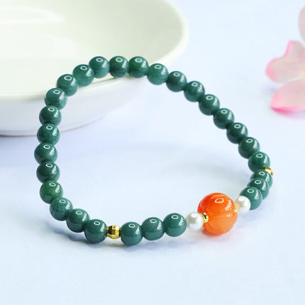 Guan Yu Natural Grade a Jadeite Blue Water Bracelet Golden Silk Jade Bracelet Live Broadcast Temple Hot Sale Wholesale S5070602