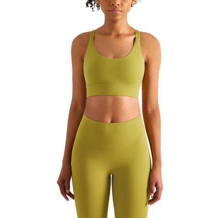 Huanpan Clothing Yoga Vest Nude Beautiful Back Push-Up Shaping Sports Bra Wide Shoulder Straps Outdoor Fitness Bra for Women
