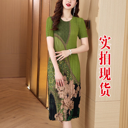 Miyake Pleated 2024 Summer New Style Chanel Style Flower High-grade Elegant Elegant Pleated Magic dress Women