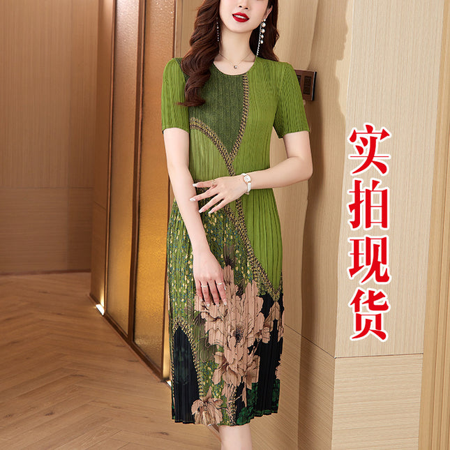 Miyake Pleated 2024 Summer New Style Chanel Style Flower High-grade Elegant Elegant Pleated Magic dress Women