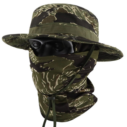 Camouflage Tactical Penny Hat suit Multifunctional Outdoor Fishing Hat Fisherman Hat Sunscreen Protective Breathable Round Edge Hat for Men