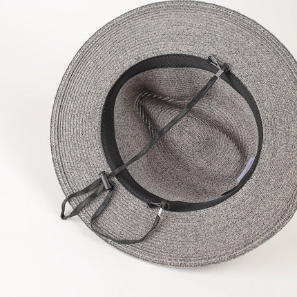 Panama Straw Hat Unisex Top Hat Jazz Hat Big Head Shade UV Protection All-match Trend Adjustable