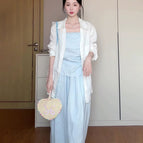 Light blue tube top + skirt + shirt / S
