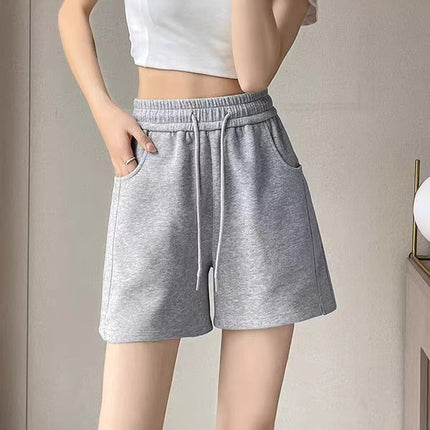 Gray Sports Shorts for Women 2025 Summer New Hot Style Summer Hot Mid-Pants American Casual Three-Quarter Pants